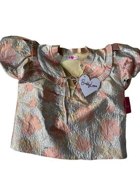 Buddy Love Pink Floral Jacquard Puff Sleeve Top